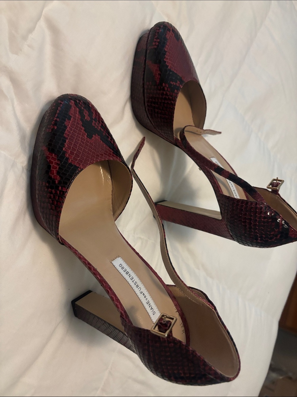 Women's Red Snake-Print Slingback Heels
